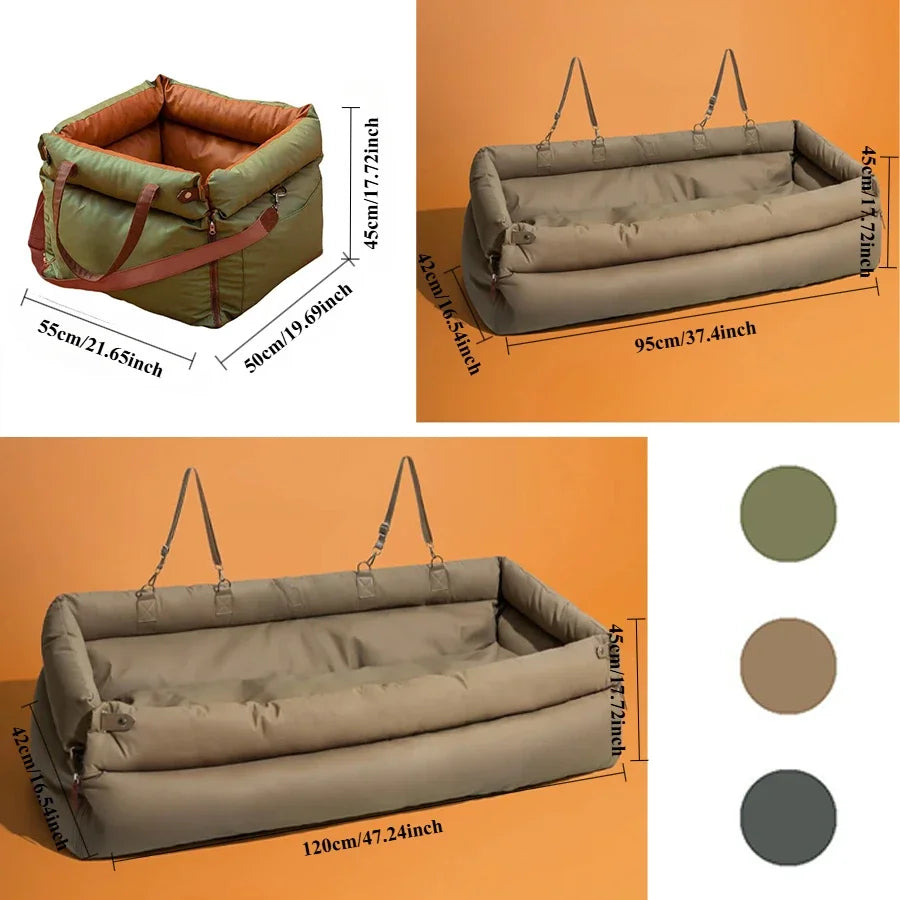 1 Portable Pet Car Seat with Stain and Scratch Protection, Easy to Clean Small to Medium Dog Travel Carrier, Pet Car Kennel
