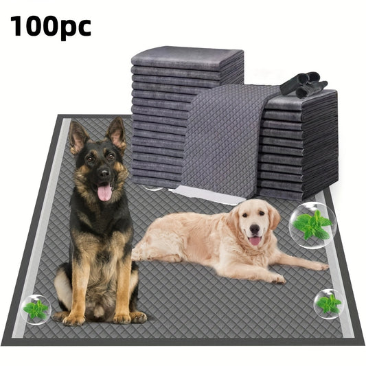 100pcs Leak-Proof Bamboo Charcoal Dog Training Pads - 6-Layer Water Locking, Quick-Dry & Deodorizing, Absorbent Pet Pads for Puppies, Senior Dogs, and Outdoor Walks, Puppy Pads